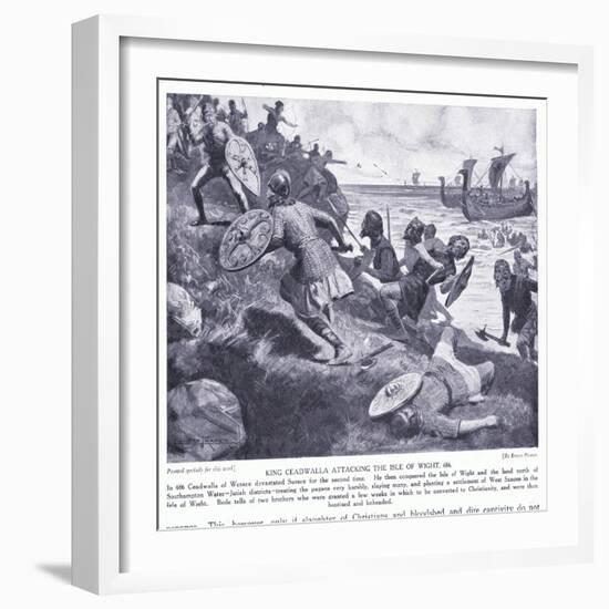 King Ceadwalla Attacking the Isle of Wight Ad686, 1920's-Ernest Prater-Framed Giclee Print