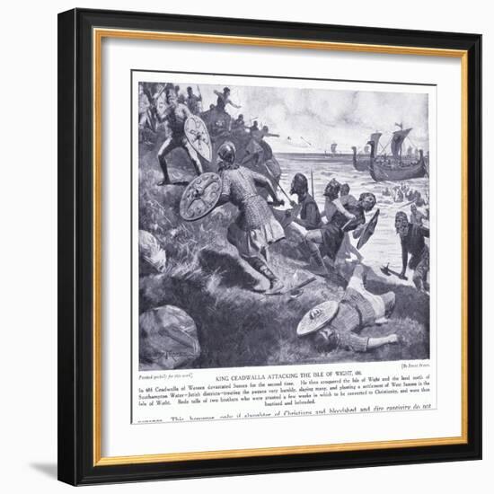 King Ceadwalla Attacking the Isle of Wight Ad686, 1920's-Ernest Prater-Framed Giclee Print