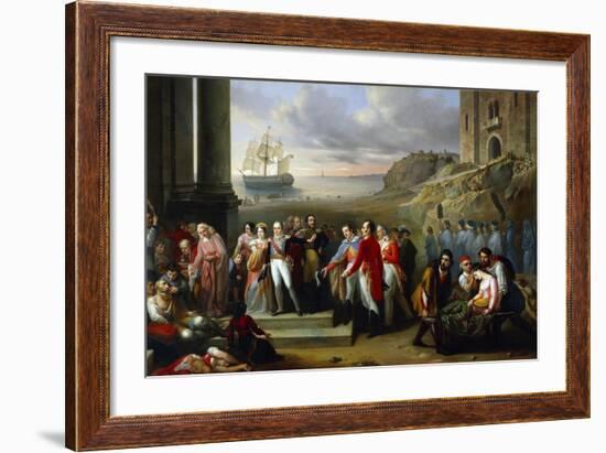 King Charles Felix Refusing to Abandon Sardinia While Epidemic Continues to Rage, 1847-Giovanni Battista Biscarra-Framed Giclee Print