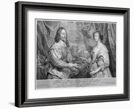 King Charles I and Queen Henrietta Maria, 1634 (1742)-George Vertue-Framed Giclee Print