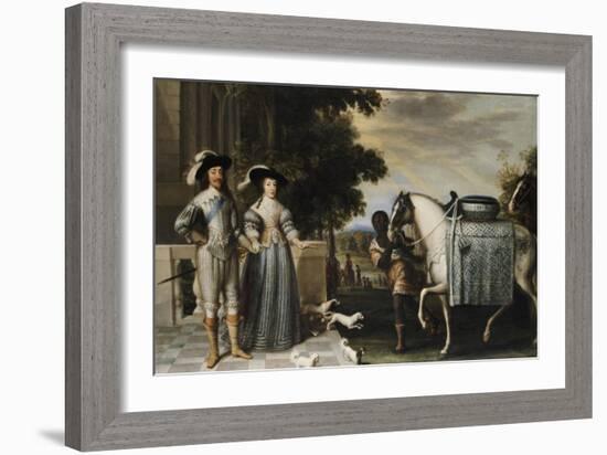 King Charles I and Queen Henrietta Maria Departing for the Chase-Daniel Mytens-Framed Giclee Print