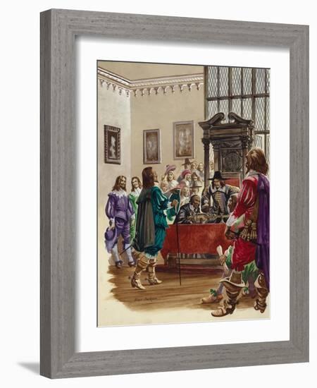 King Charles I Arrives in the House of Commons to Arrest the Five Members of Parliament-Peter Jackson-Framed Giclee Print