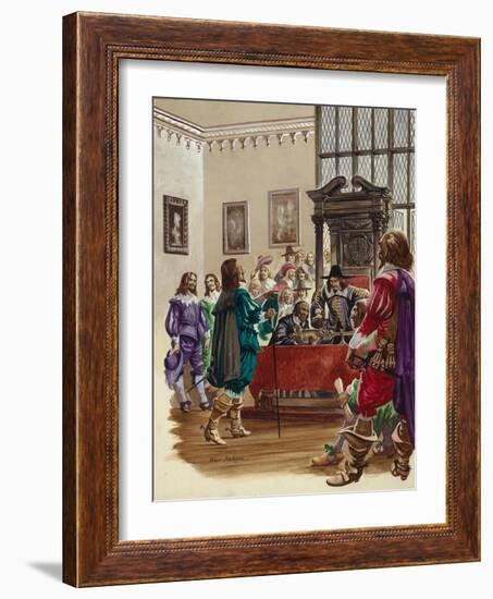 King Charles I Arrives in the House of Commons to Arrest the Five Members of Parliament-Peter Jackson-Framed Giclee Print