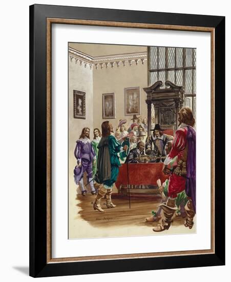 King Charles I Arrives in the House of Commons to Arrest the Five Members of Parliament-Peter Jackson-Framed Giclee Print