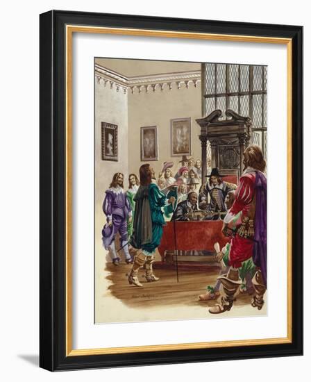 King Charles I Arrives in the House of Commons to Arrest the Five Members of Parliament-Peter Jackson-Framed Giclee Print