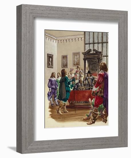 King Charles I Arrives in the House of Commons to Arrest the Five Members of Parliament-Peter Jackson-Framed Giclee Print