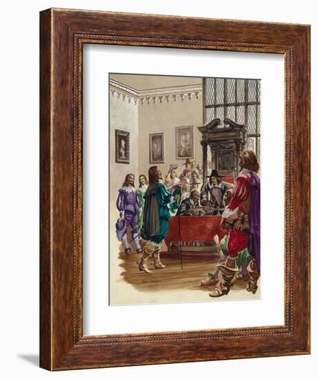 King Charles I Arrives in the House of Commons to Arrest the Five Members of Parliament-Peter Jackson-Framed Giclee Print