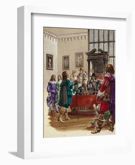 King Charles I Arrives in the House of Commons to Arrest the Five Members of Parliament-Peter Jackson-Framed Giclee Print