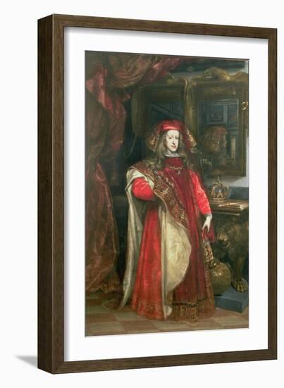 King Charles II of Spain Wearing the Robes of the Order of the Golden Fleece-Don Juan Carreño de Miranda-Framed Giclee Print