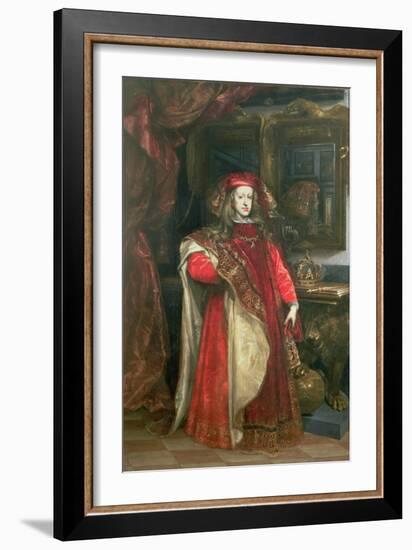 King Charles II of Spain Wearing the Robes of the Order of the Golden Fleece-Don Juan Carreño de Miranda-Framed Giclee Print