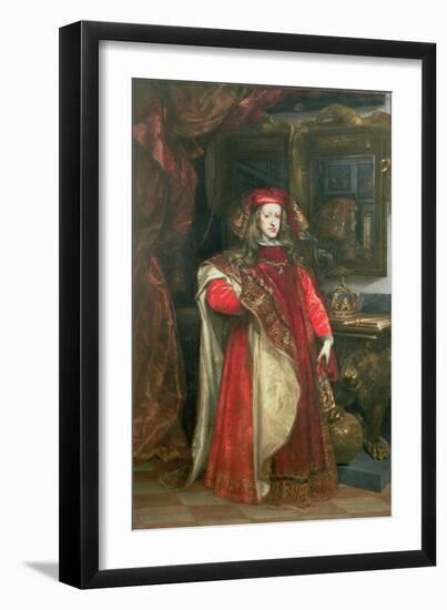 King Charles II of Spain Wearing the Robes of the Order of the Golden Fleece-Don Juan Carreño de Miranda-Framed Giclee Print