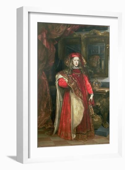 King Charles II of Spain Wearing the Robes of the Order of the Golden Fleece-Don Juan Carreño de Miranda-Framed Giclee Print