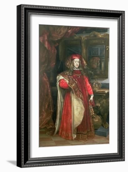 King Charles II of Spain Wearing the Robes of the Order of the Golden Fleece-Don Juan Carreño de Miranda-Framed Giclee Print