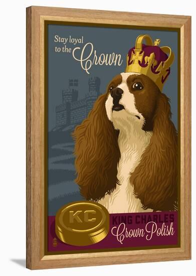 King Charles - Retro Polish Ad-Lantern Press-Framed Stretched Canvas