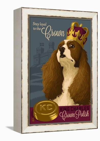 King Charles - Retro Polish Ad-Lantern Press-Framed Stretched Canvas