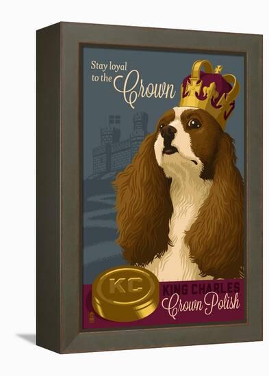 King Charles - Retro Polish Ad-Lantern Press-Framed Stretched Canvas