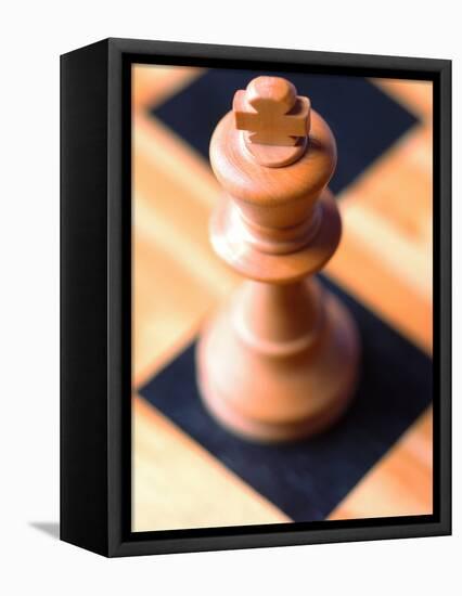 King chess piece on chessboard-null-Framed Premier Image Canvas