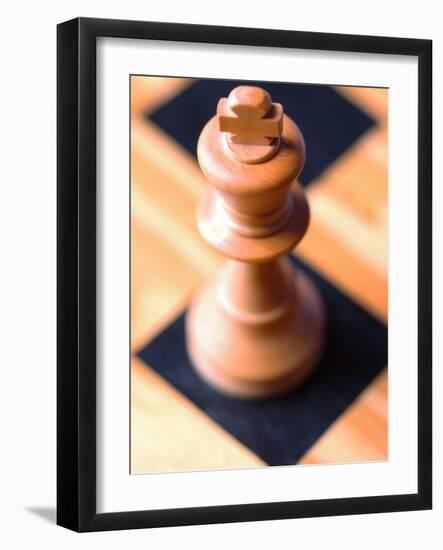 King chess piece on chessboard-null-Framed Photographic Print