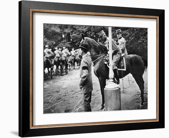 King Christian IX (1818-190) with Colonel Kjor of the Danish Hussars, 1908-null-Framed Giclee Print