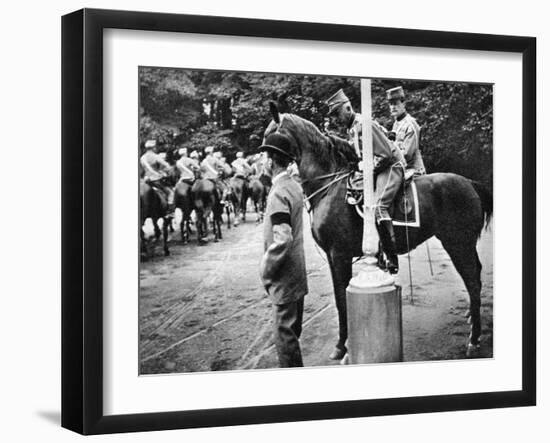 King Christian IX (1818-190) with Colonel Kjor of the Danish Hussars, 1908-null-Framed Giclee Print