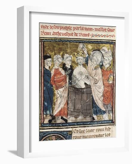 King Clovis I's Baptism by Saint Remigius, Bishop of Reims-null-Framed Art Print