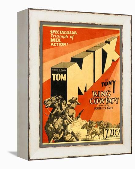 KING COWBOY, lower left, from left to right: Tony the Wonder Horse, Sally Blane, Tom Mix, 1928.-null-Framed Stretched Canvas