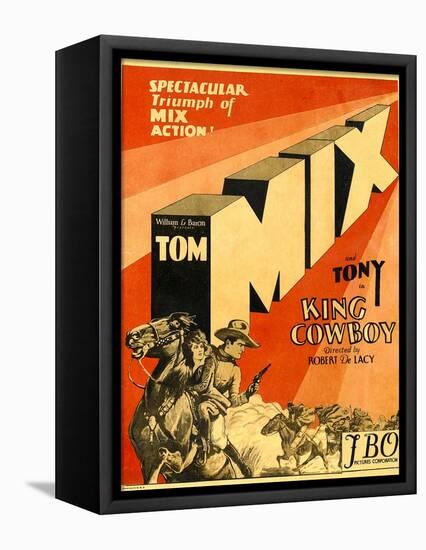 KING COWBOY, lower left, from left to right: Tony the Wonder Horse, Sally Blane, Tom Mix, 1928.-null-Framed Stretched Canvas