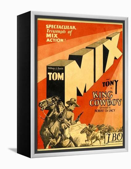 KING COWBOY, lower left, from left to right: Tony the Wonder Horse, Sally Blane, Tom Mix, 1928.-null-Framed Stretched Canvas