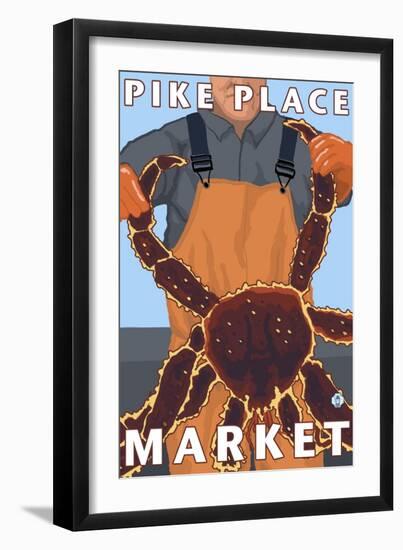 King Crab Fisherman, Pike Place Market, Seattle-Lantern Press-Framed Art Print