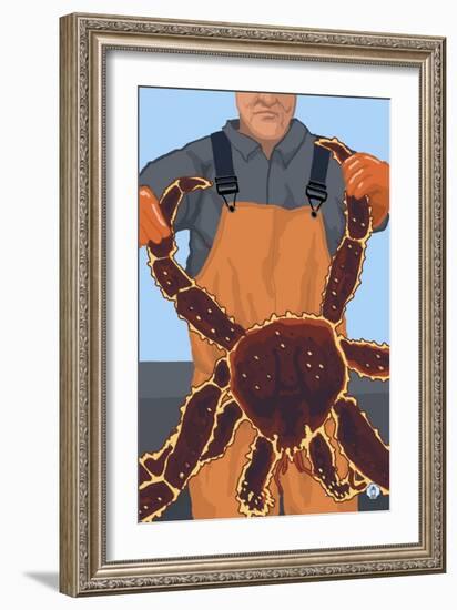 King Crab Fisherman-Lantern Press-Framed Art Print