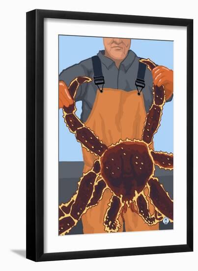 King Crab Fisherman-Lantern Press-Framed Art Print