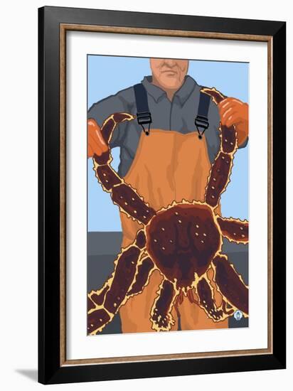 King Crab Fisherman-Lantern Press-Framed Art Print