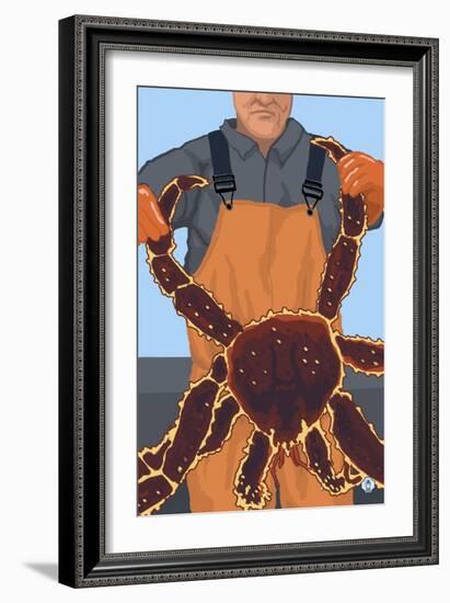 King Crab Fisherman-Lantern Press-Framed Art Print