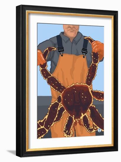 King Crab Fisherman-Lantern Press-Framed Art Print