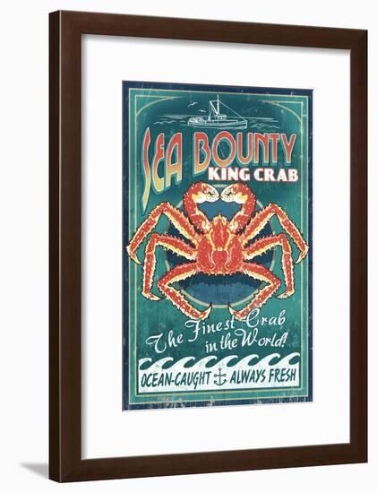 King Crab - Vintage Sign-Lantern Press-Framed Art Print