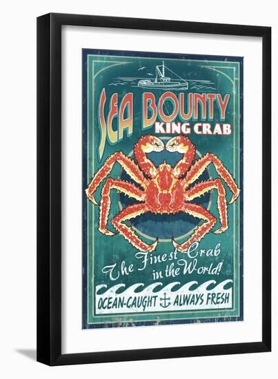 King Crab - Vintage Sign-Lantern Press-Framed Art Print