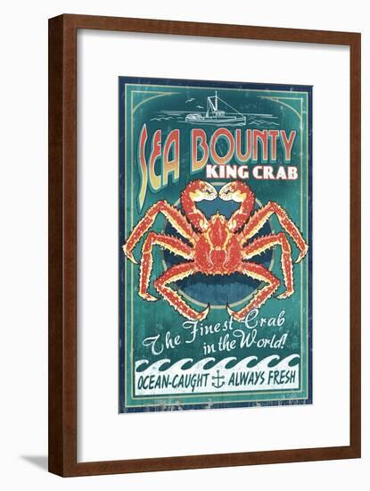 King Crab - Vintage Sign-Lantern Press-Framed Art Print