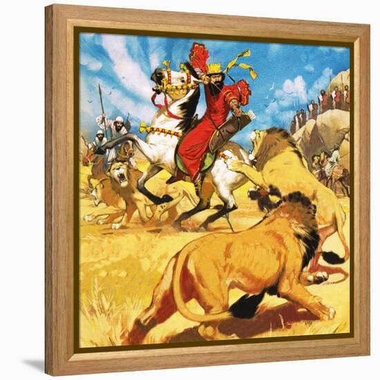 King Darius of Persia Hunting Lions-Mcbride-Framed Premier Image Canvas