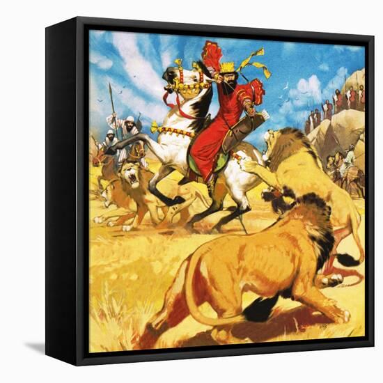 King Darius of Persia Hunting Lions-Mcbride-Framed Premier Image Canvas
