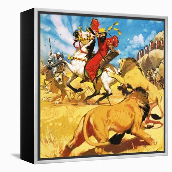 King Darius of Persia Hunting Lions-Mcbride-Framed Premier Image Canvas