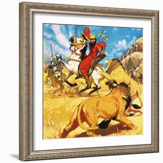 King Darius of Persia Hunting Lions-Mcbride-Framed Giclee Print