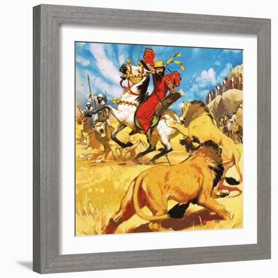 King Darius of Persia Hunting Lions-Mcbride-Framed Giclee Print