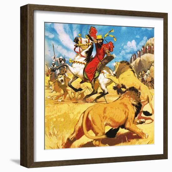 King Darius of Persia Hunting Lions-Mcbride-Framed Giclee Print