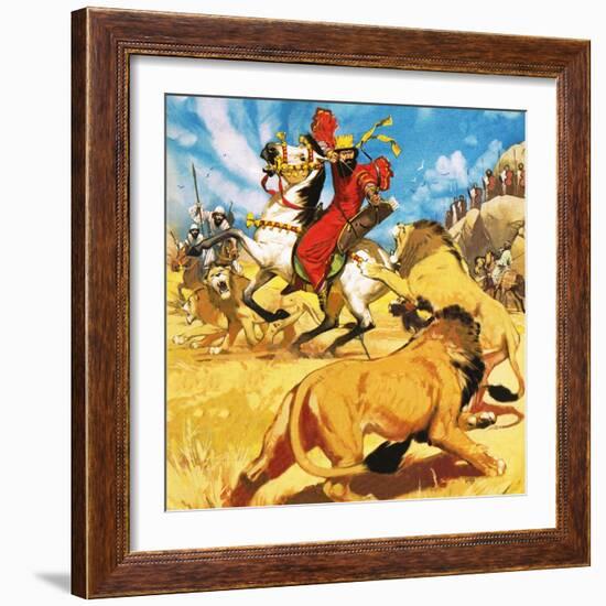 King Darius of Persia Hunting Lions-Mcbride-Framed Giclee Print