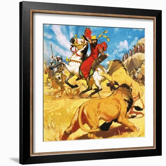 King Darius of Persia Hunting Lions-Mcbride-Framed Giclee Print