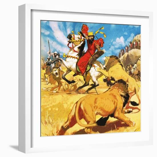 King Darius of Persia Hunting Lions-Mcbride-Framed Giclee Print
