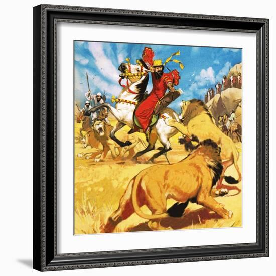 King Darius of Persia Hunting Lions-Mcbride-Framed Giclee Print