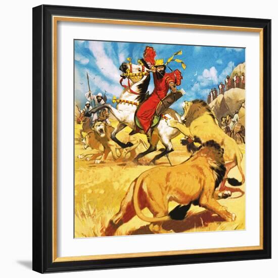 King Darius of Persia Hunting Lions-Mcbride-Framed Giclee Print