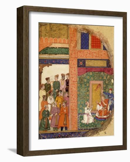 King Dasaratha Conversing with the Family Priest About Rama's Regency Inside the Palace-null-Framed Giclee Print