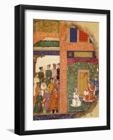 King Dasaratha Conversing with the Family Priest About Rama's Regency Inside the Palace-null-Framed Giclee Print